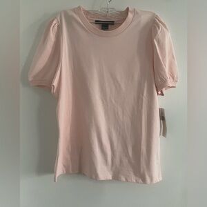 French Connection Light Pink Ruffled Short Sleeve Top size Large New With Tags